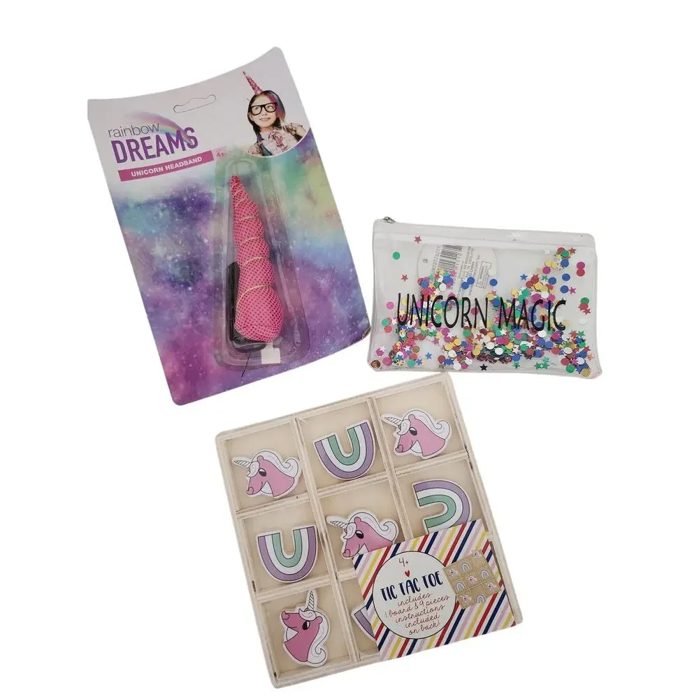 New Unicorn bundle tic tac toe headband and mini pouch